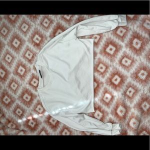 Cropped white sweatshirt.